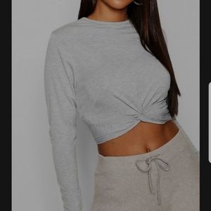Grey twist top shirt